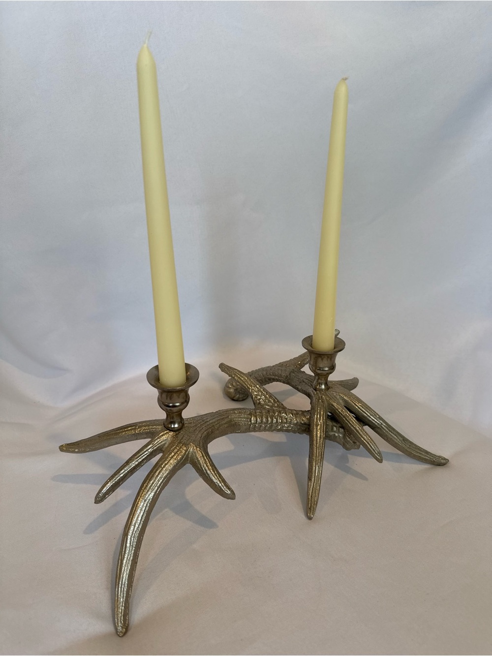 Antler-Style Double Taper Candle Holder in Resin.